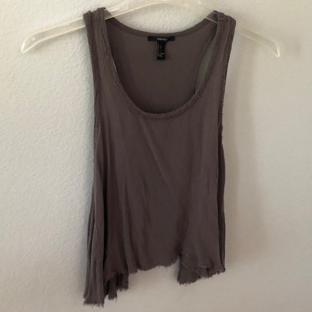 F21 Cropped Boho Racerback Top - Picture 3 of 7
